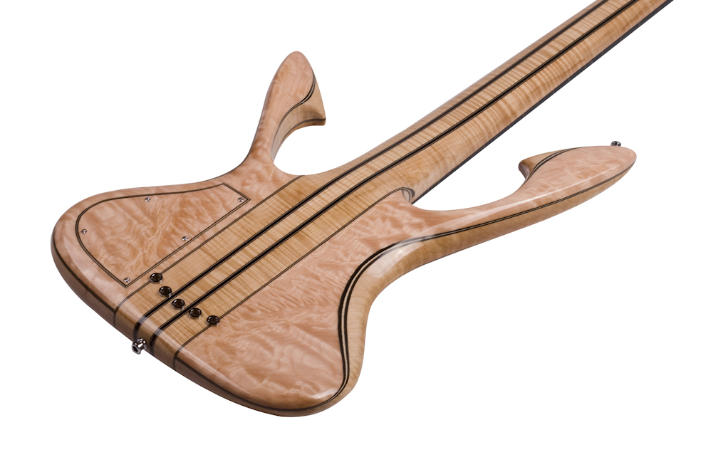 Custom E-Bass Kronos 5 String fretless Spalted Sounds